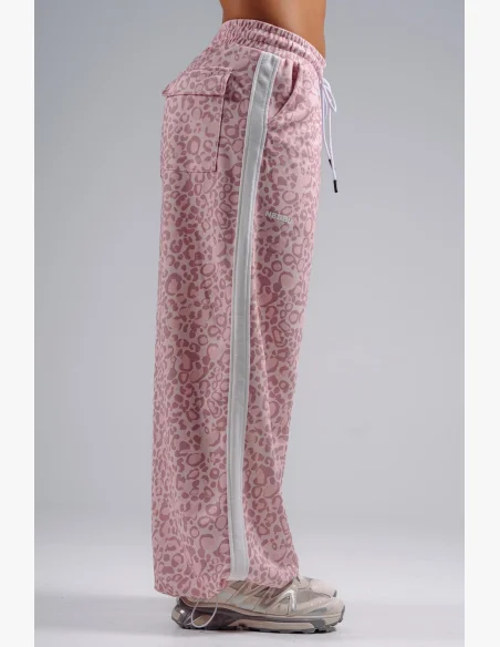 NEBBIA Baggy tepláky s leopardím vzorem PRIMAL růžové