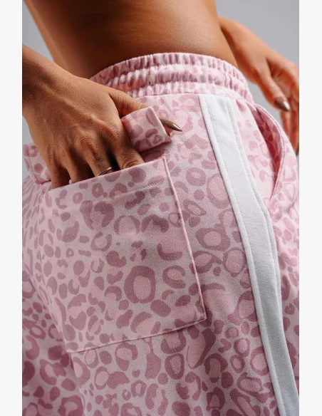 NEBBIA Baggy tepláky s leopardím vzorem PRIMAL růžové