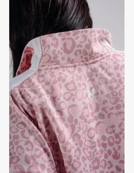 NEBBIA Half-zip mikina s leopardím vzorem PRIMAL růžová