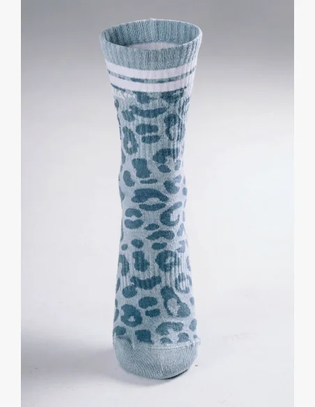 NEBBIA Crew ponožky s leopardím vzorem PRIMAL modré