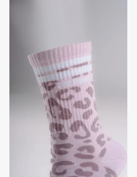 NEBBIA Crew ponožky s leopardím vzorem PRIMAL růžové
