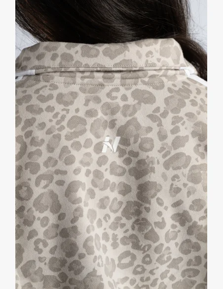 NEBBIA Half-zip mikina s leopardím vzorem PRIMAL krémová
