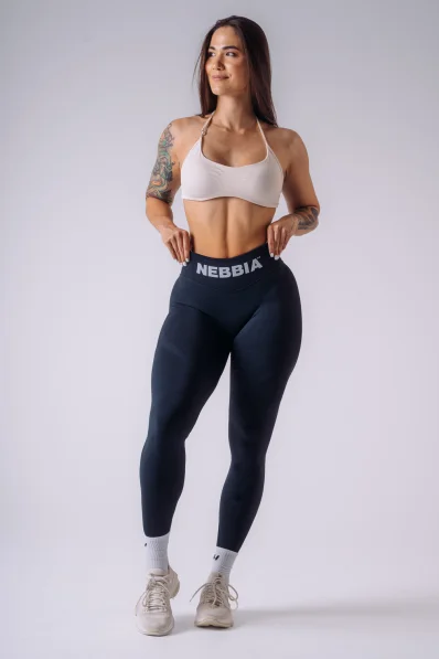 NEBBIA Bezešvé extra push-up legíny s vysokým pasem FLOW SEAMLESS total eclipse