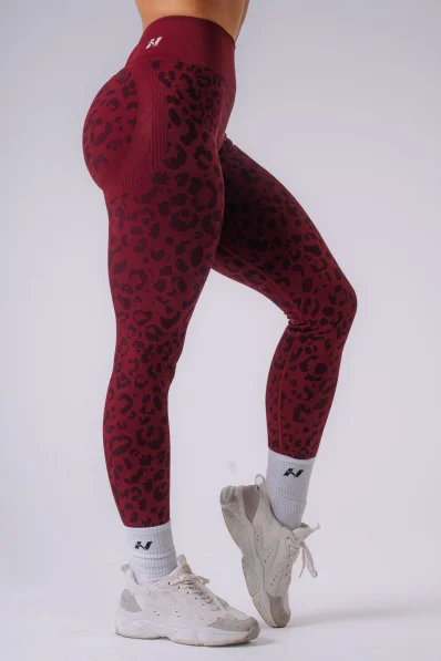 NEBBIA Kompresní push-up legíny s leopardím vzorem PRIMAL wine 2