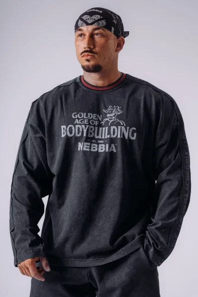 NEBBIA x Olympia tričko s dlouhým rukávem dark grey