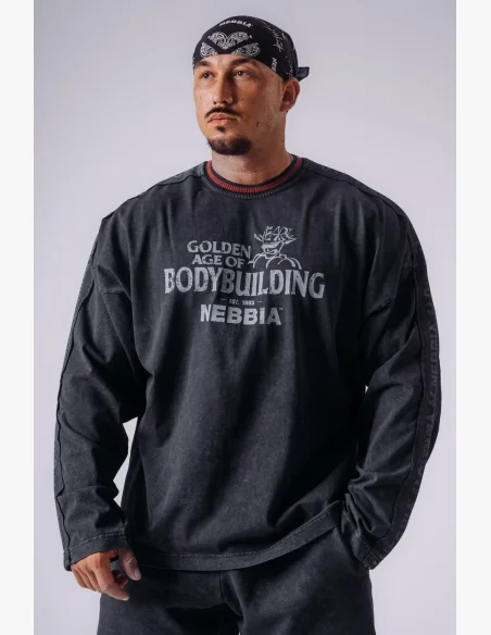 NEBBIA x Olympia tričko s dlouhým rukávem dark grey