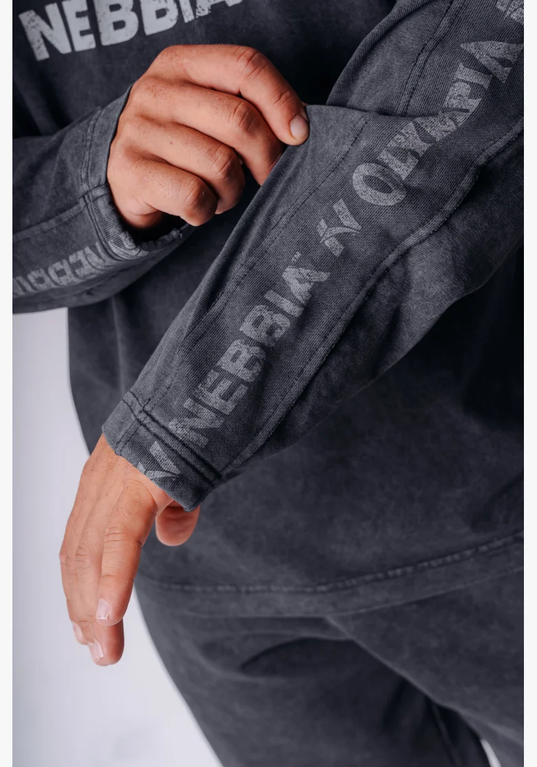 NEBBIA x Olympia tričko s dlouhým rukávem dark grey