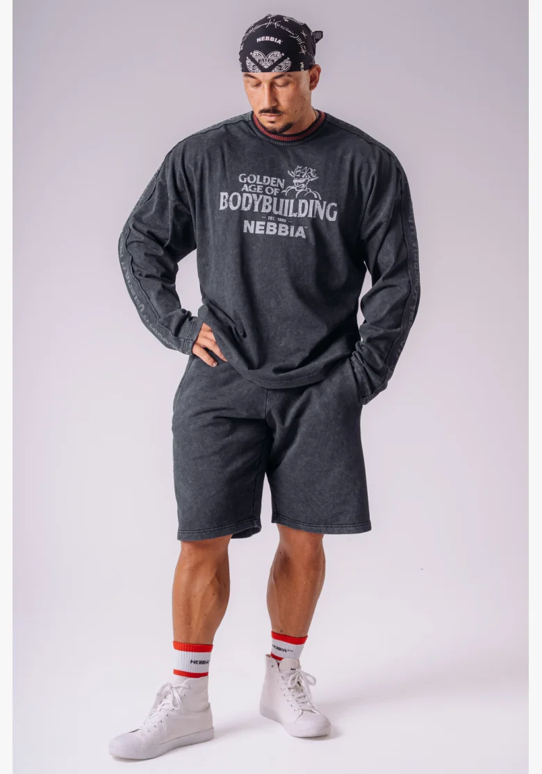 NEBBIA x Olympia tričko s dlouhým rukávem dark grey