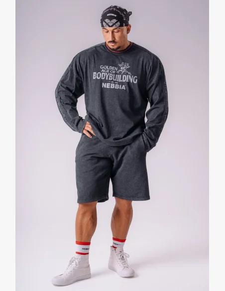 NEBBIA x Olympia tričko s dlouhým rukávem dark grey