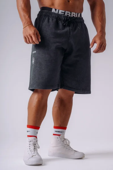 NEBBIA x Olympia teplákové šortky dark grey