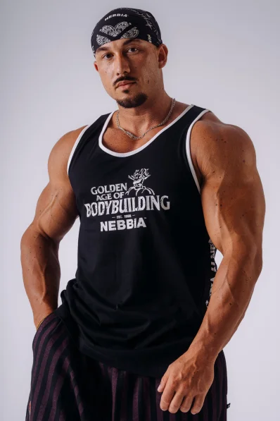 NEBBIA x Olympia Muscle Back Stringer tílko black