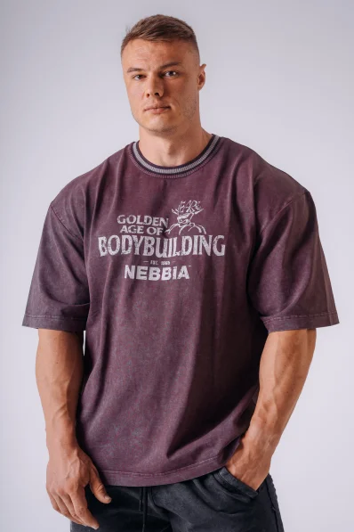 NEBBIA x Olympia Heavyweight Cotton tričko potent purple
