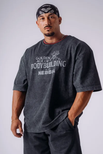 NEBBIA x Olympia Heavyweight Cotton tričko dark grey