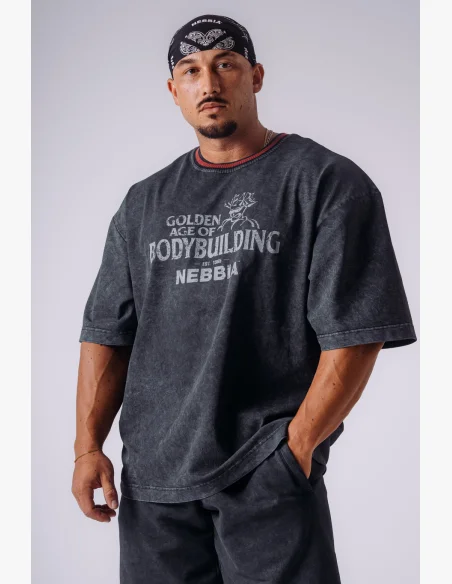 NEBBIA x Olympia Heavyweight Cotton tričko dark grey