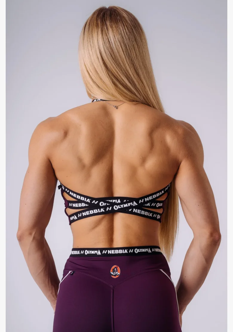 NEBBIA x Olympia Open-Back sportovní podprsenka bordová