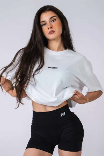 NEBBIA Oversized tričko GYM ESSENTIALS bílé 2