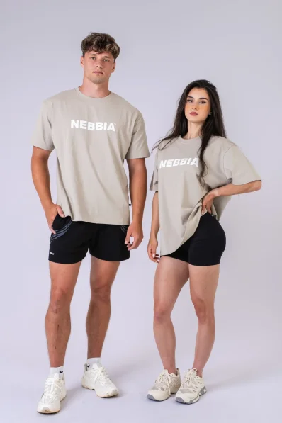 NEBBIA Oversized tričko GYM ESSENTIALS krémové