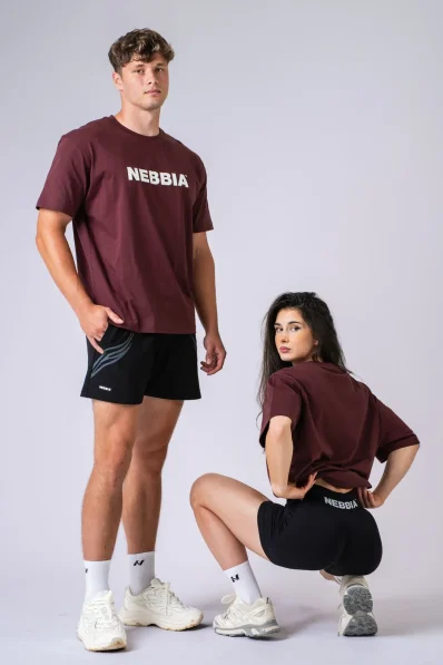 NEBBIA Oversized tričko GYM ESSENTIALS bordové 2