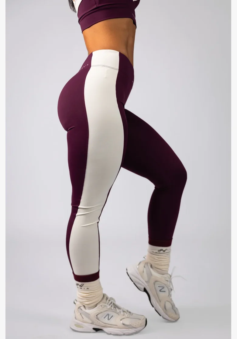 NEBBIA High-waist legíny BLOCK 97 bordové