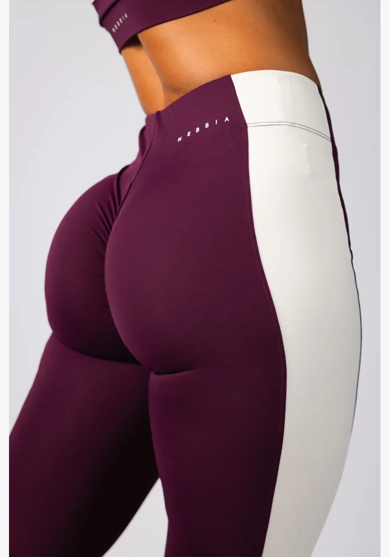 NEBBIA High-waist legíny BLOCK 97 bordové