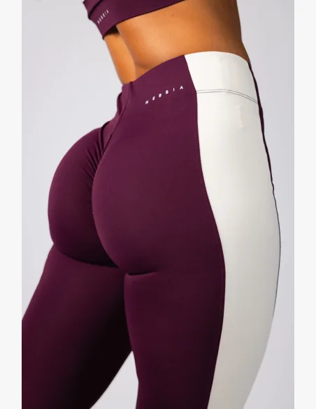 NEBBIA High-waist legíny BLOCK 97 bordové