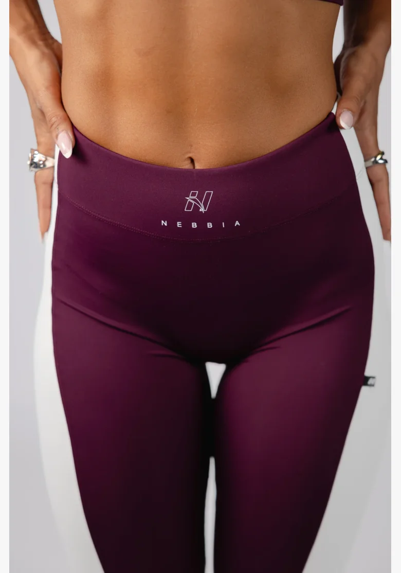 NEBBIA High-waist legíny BLOCK 97 bordové