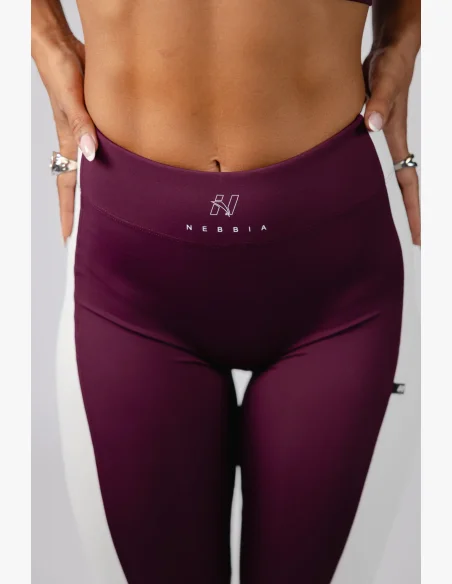 NEBBIA High-waist legíny BLOCK 97 bordové