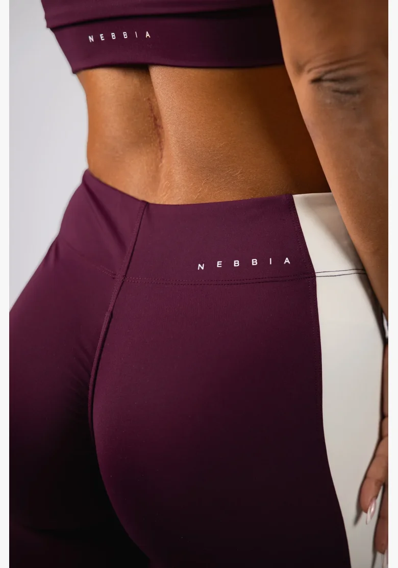 NEBBIA High-waist legíny BLOCK 97 bordové