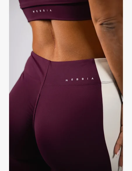 NEBBIA High-waist legíny BLOCK 97 bordové