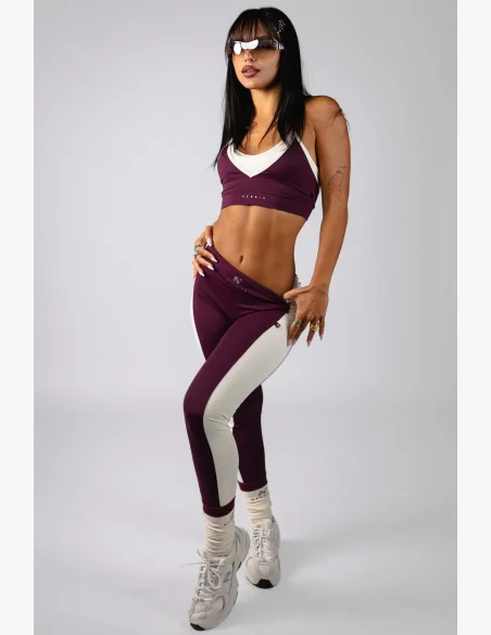 NEBBIA High-waist legíny BLOCK 97 bordové