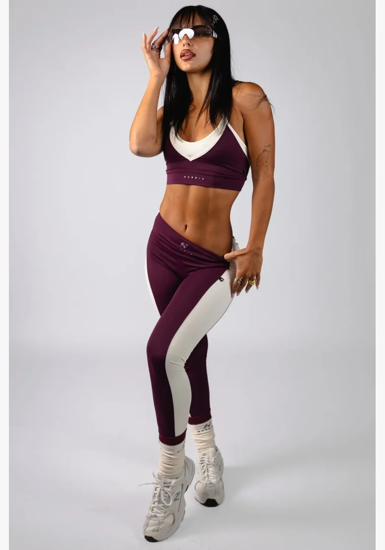 NEBBIA High-waist legíny BLOCK 97 bordové