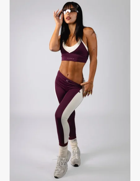NEBBIA High-waist legíny BLOCK 97 bordové