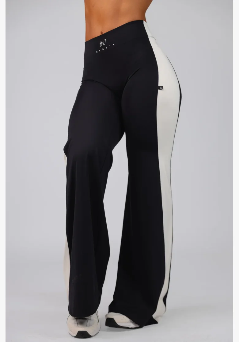 NEBBIA Wide leg legíny BLOCK 97 černé