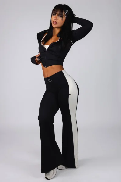 NEBBIA Wide leg legíny BLOCK 97 černé
