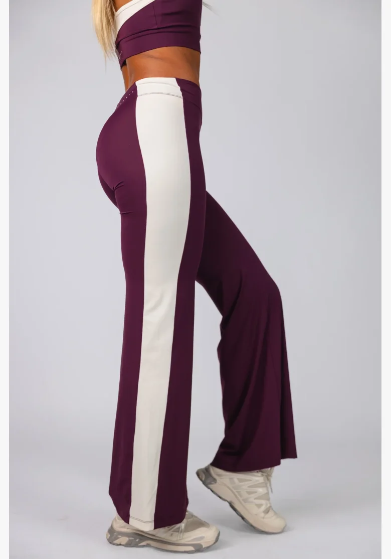 NEBBIA Wide leg legíny BLOCK 97 bordové