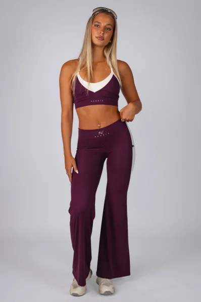 NEBBIA Wide leg legíny BLOCK 97 bordové