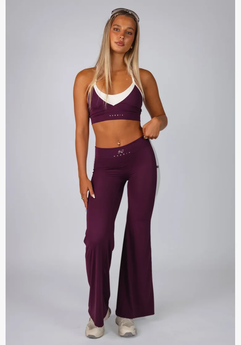 NEBBIA Wide leg legíny BLOCK 97 bordové