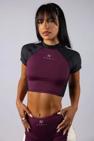 NEBBIA Crop top BLOCK 97 bordový