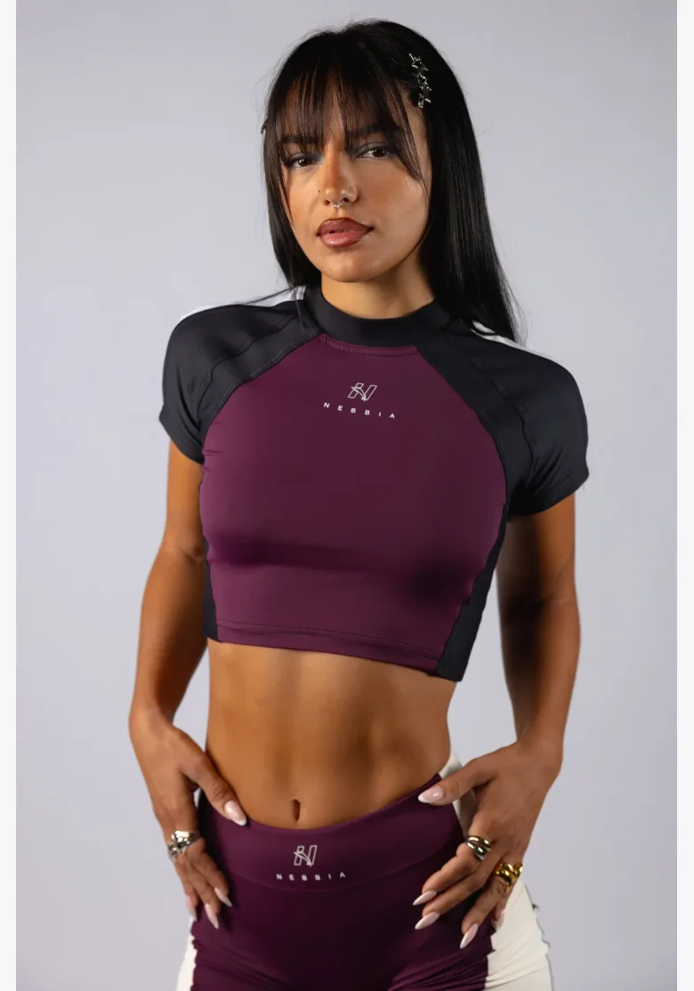 NEBBIA Crop top BLOCK 97 bordový