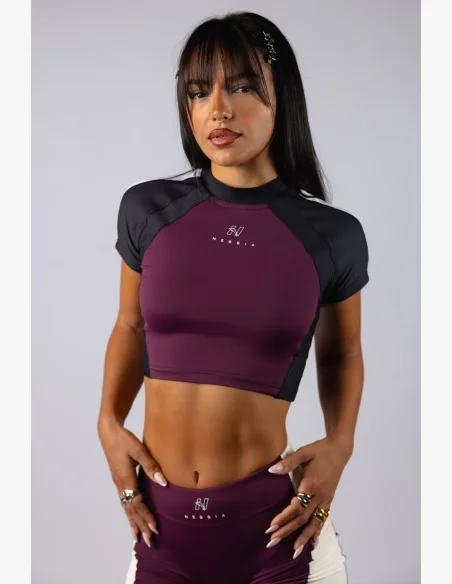 NEBBIA Crop top BLOCK 97 bordový