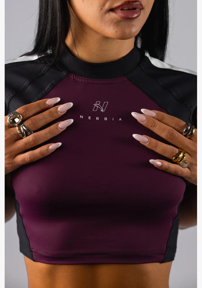 NEBBIA Crop top BLOCK 97 bordový
