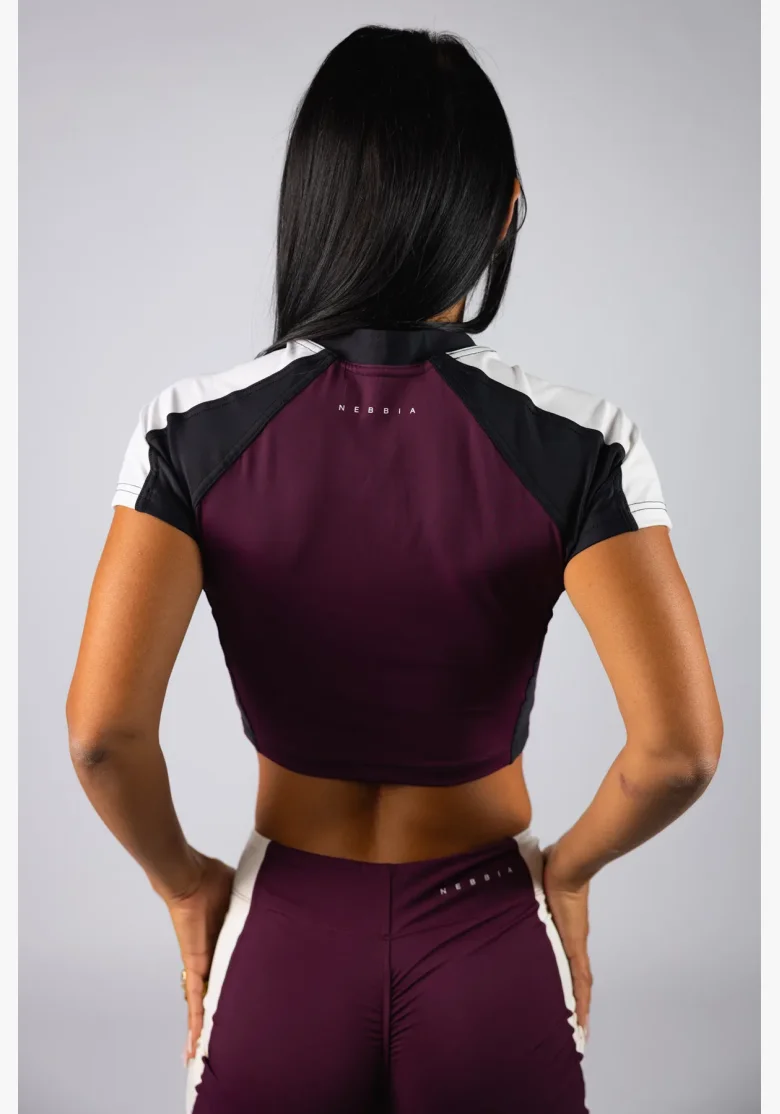 NEBBIA Crop top BLOCK 97 bordový