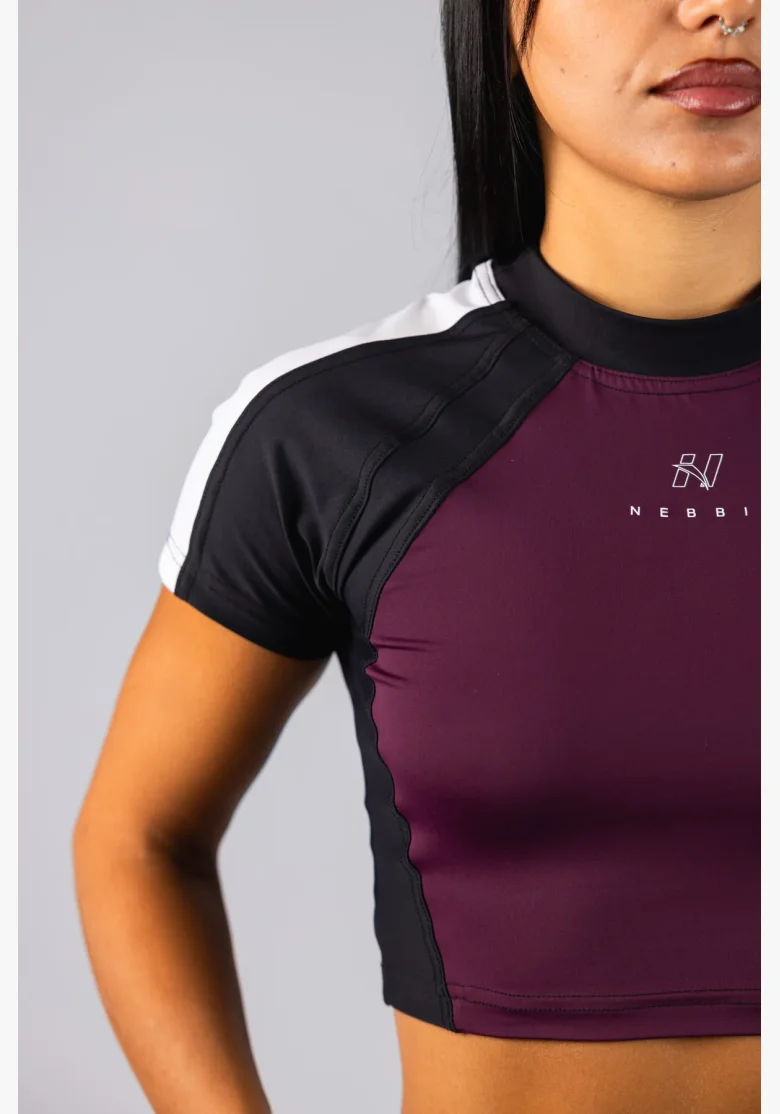 NEBBIA Crop top BLOCK 97 bordový