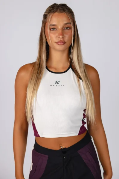 NEBBIA Žebrovaný halter top BLOCK 97 krémový