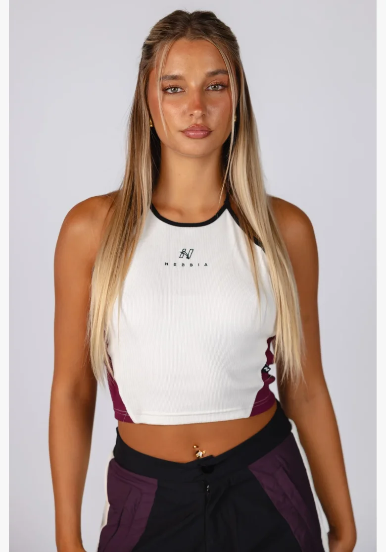 NEBBIA Žebrovaný halter top BLOCK 97 krémový