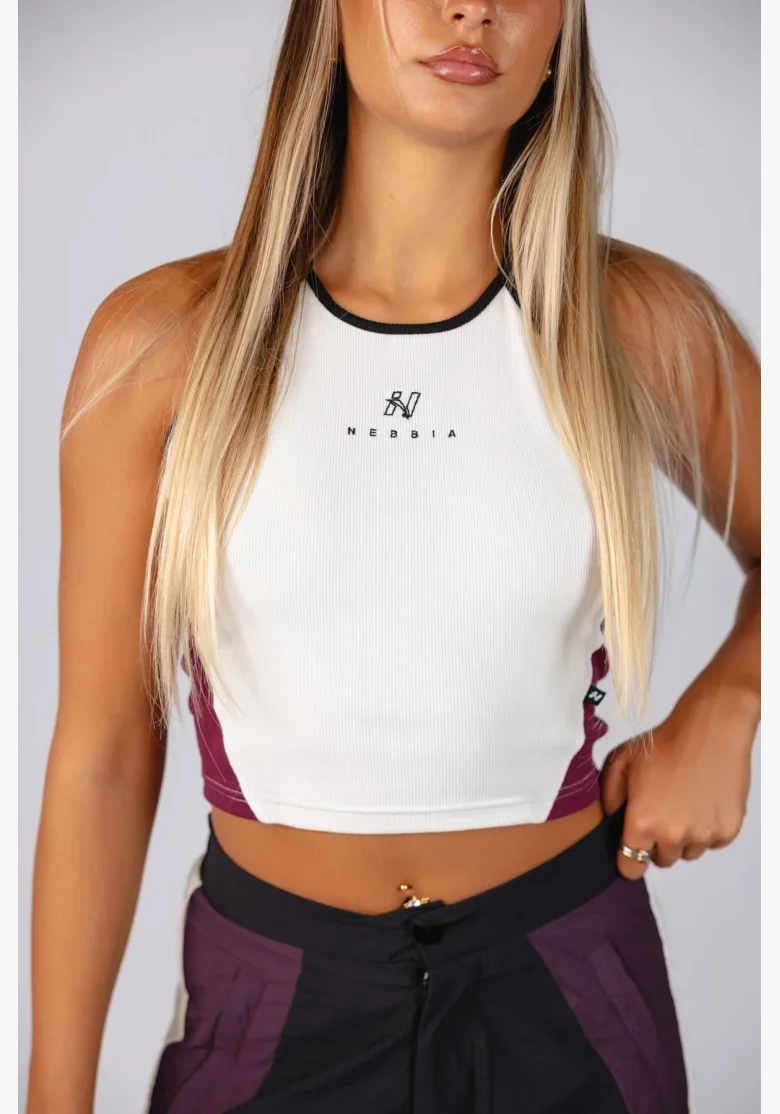 NEBBIA Žebrovaný halter top BLOCK 97 krémový