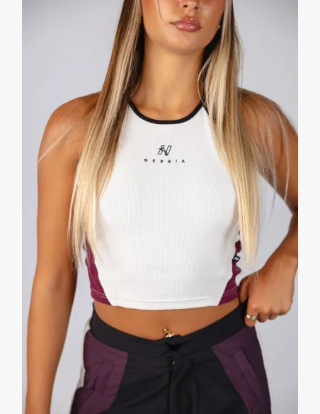 NEBBIA Žebrovaný halter top BLOCK 97 krémový