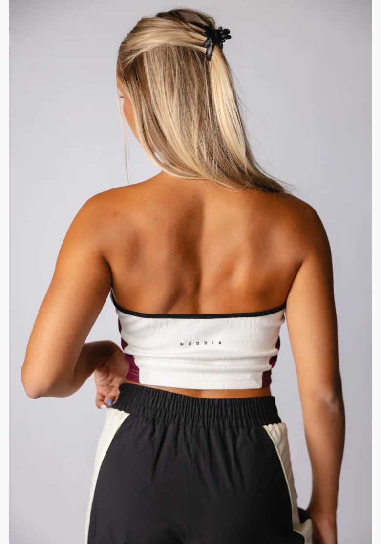 NEBBIA Žebrovaný halter top BLOCK 97 krémový