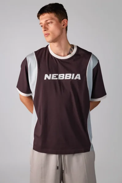 NEBBIA Y2K tričko BLOCK 97 hnedé