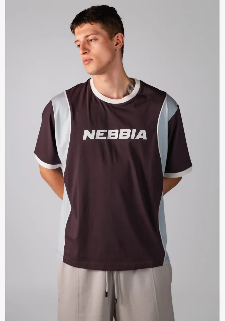 NEBBIA Y2K tričko BLOCK 97 hnedé